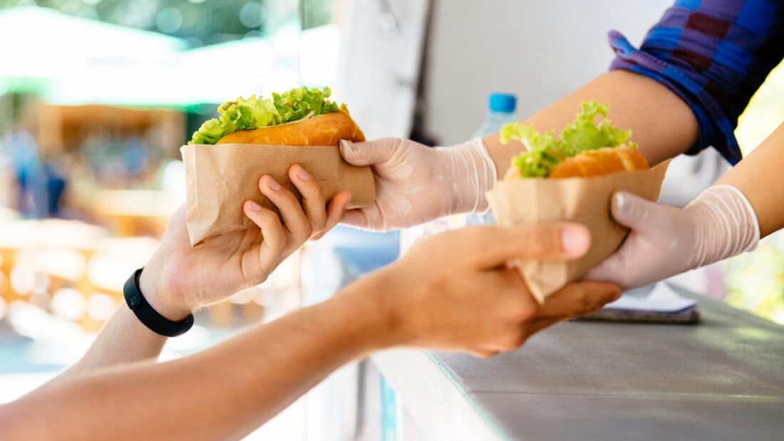 Healthy hot dogs from a food truck